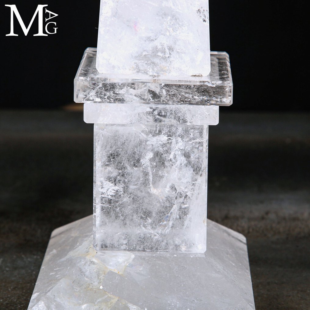 Pair of natural quartz obelisks - Height: 345 mm - Width: 100 mm- 3402 g #4.3