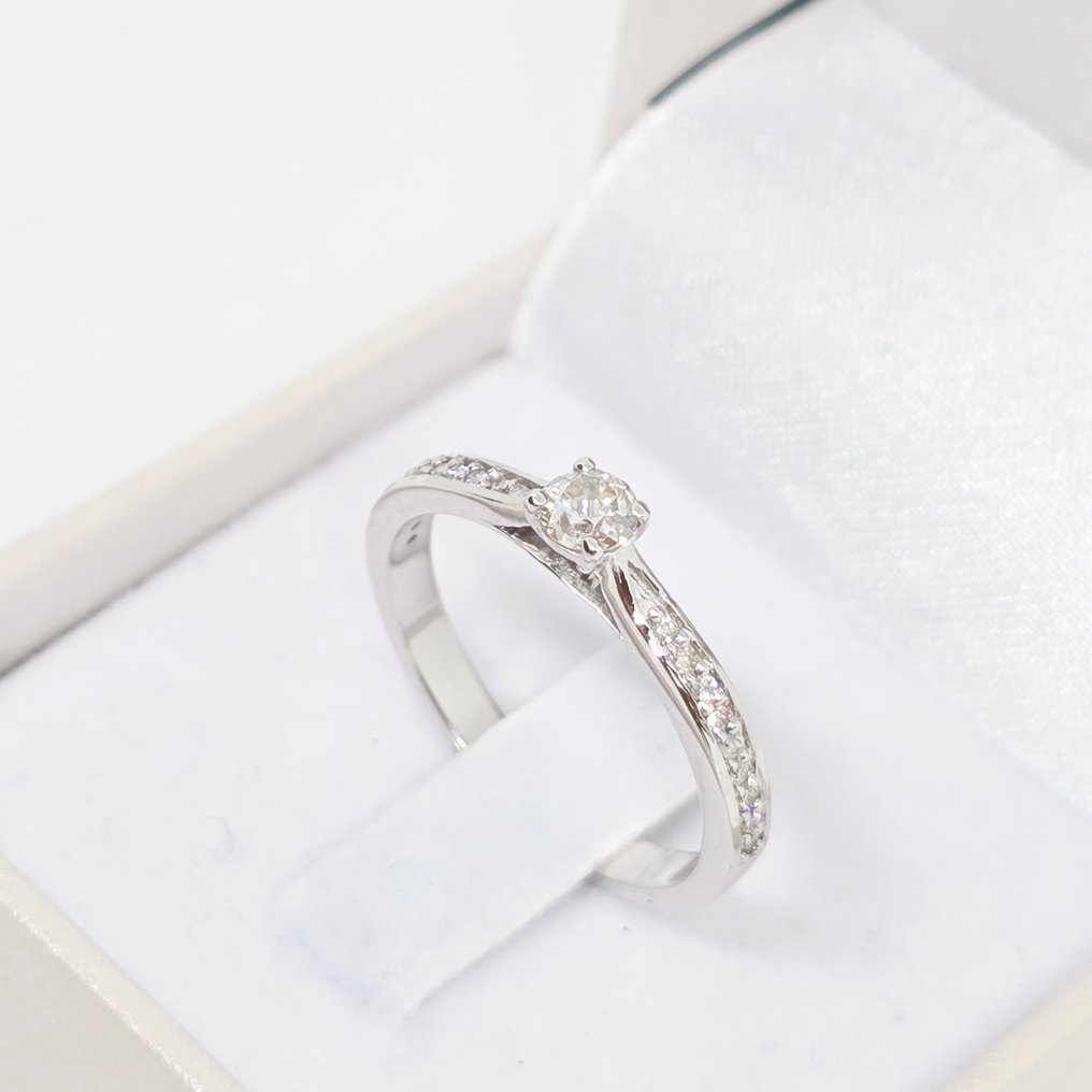 没有保留价 - 戒指 - 14K包金 白金 -  0.37ct. tw. 钻石 (天然) - 钻石 #1.0