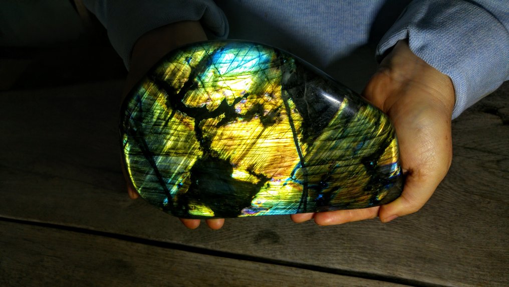 Labradorit Lysegrønne gyldne nuancer - Højde: 19 cm - Bredde: 15 cm- 2752 g #1.0