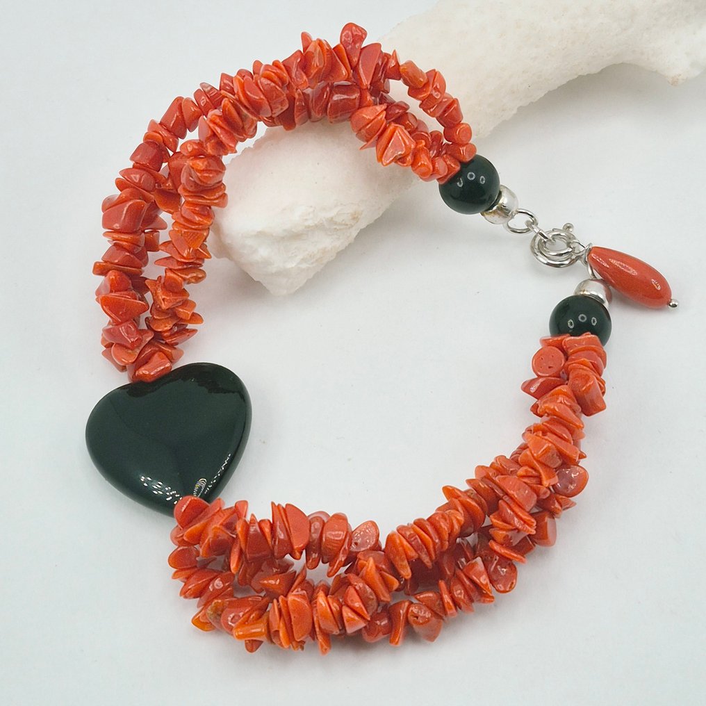 紅珊瑚 - 銀 - 手鈪 - 地中海珊瑚礁 #1.0