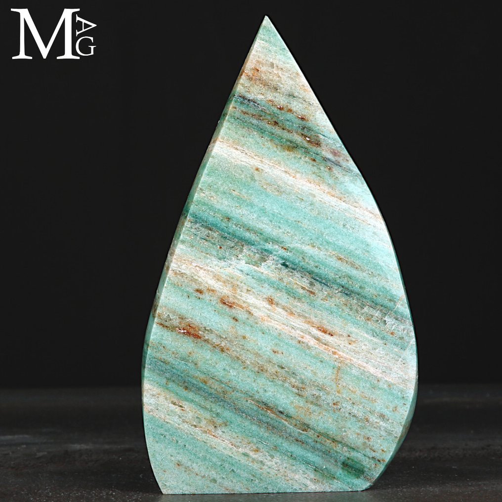 Naturlig Fuchsite Flamme SJÆLDEN!!! Grønstribet Fuchsit Flamme. - Højde: 180 mm - Bredde: 110 mm- 1440 g #4.3