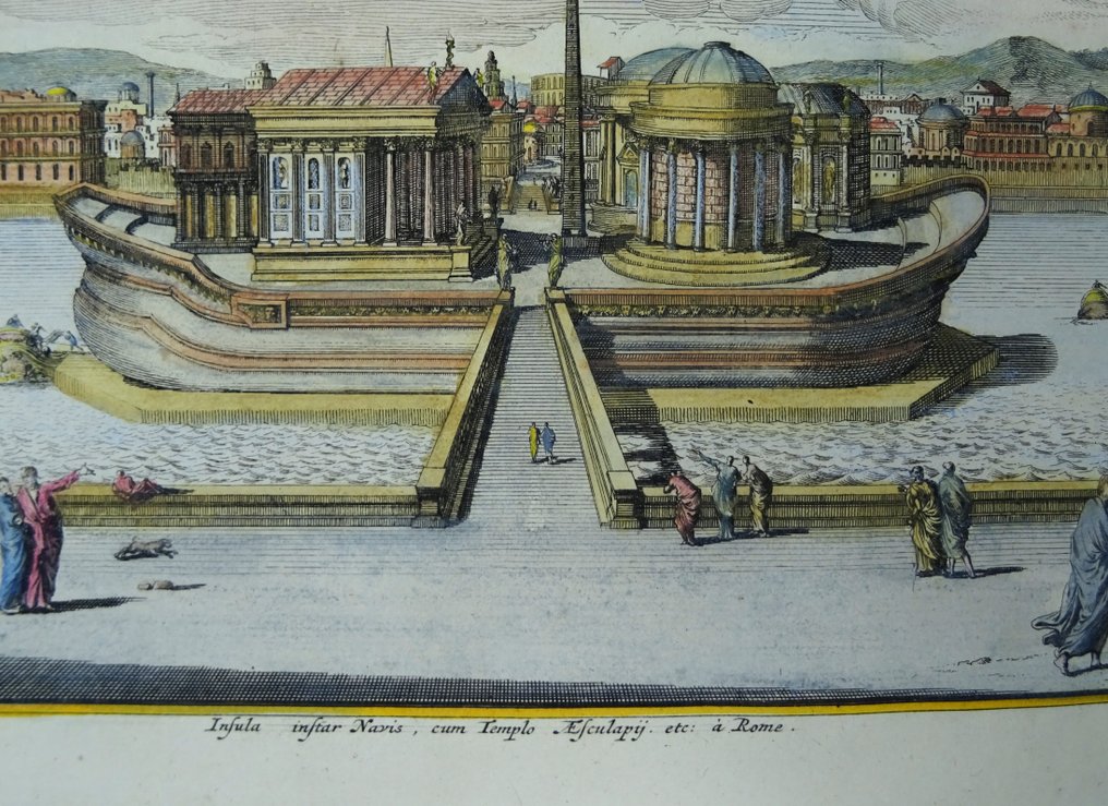Italy - Rome, Isola Tiberina, the island in the Tiber; Mortier / Blaeu - Insula instar Navis, cum Templo Aesculapy etc: Rome. - 1701-1720 #3.2
