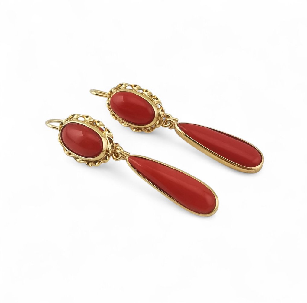 珊瑚 - Argento 925 - 吊式耳环 - 意大利手工艺 #1.0