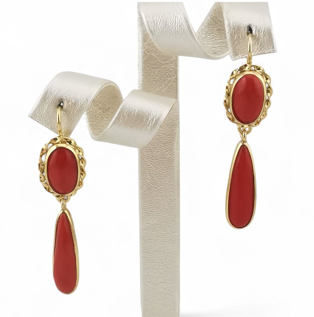 珊瑚 - Argento 925 - 吊式耳环 - 意大利手工艺 #4.3