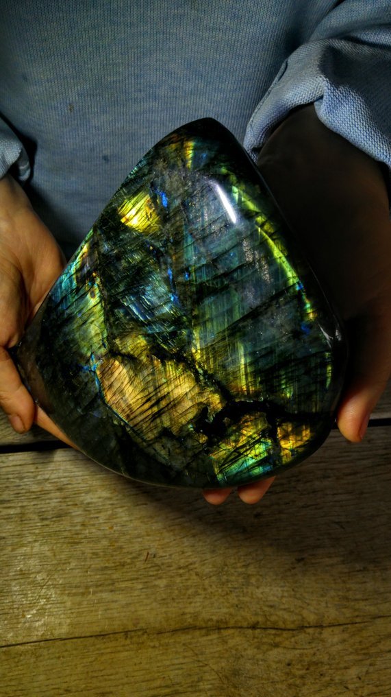 Labradorit Lysegrønne gyldne nuancer - Højde: 19 cm - Bredde: 15 cm- 2752 g #1.0