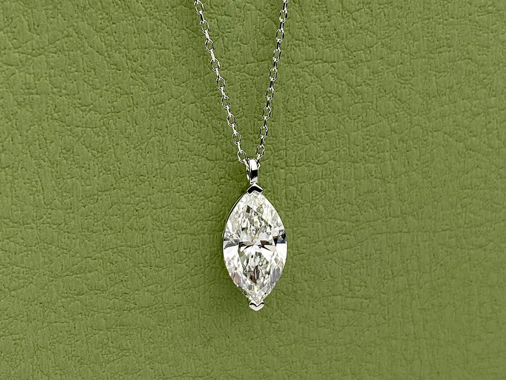 Kaulakoru riipuksella - 14 kt. Valkokulta - 2.07ct. tw. Timantti (Laboratoriossa kasvatettu) #2.1