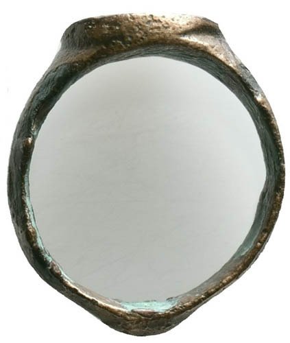 Medieval, Crusaders Era Bronze ring with a beautifully decorated bezel featuring strange signs—17 mm—11th/13th centuries AD. Ring (No reserve price) #3.2