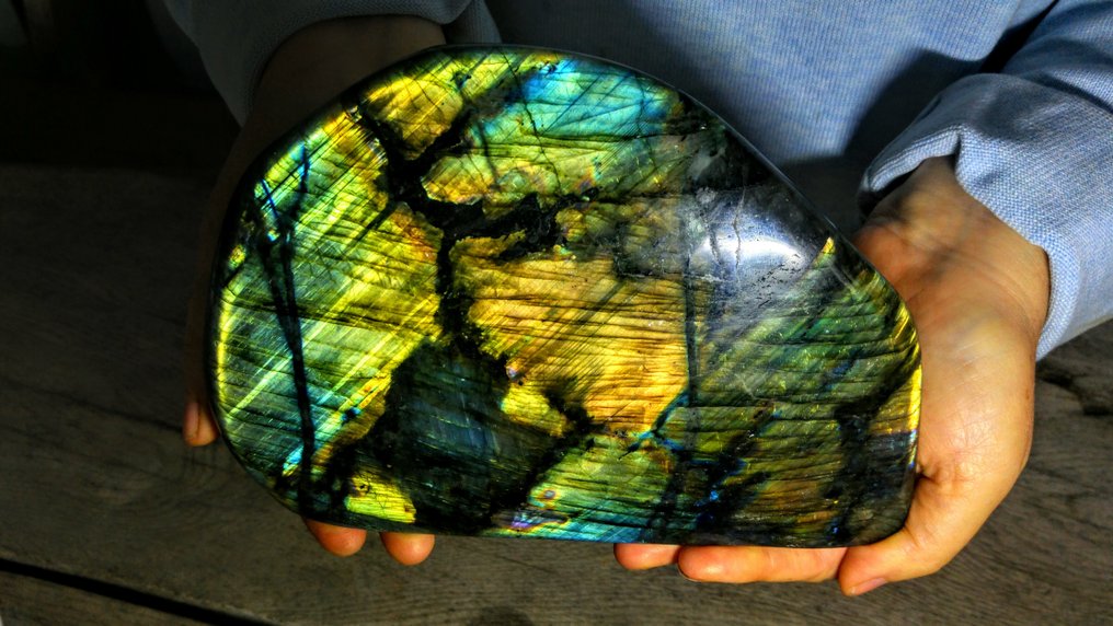 Labradorit Lysegrønne gyldne nuancer - Højde: 19 cm - Bredde: 15 cm- 2752 g #2.1