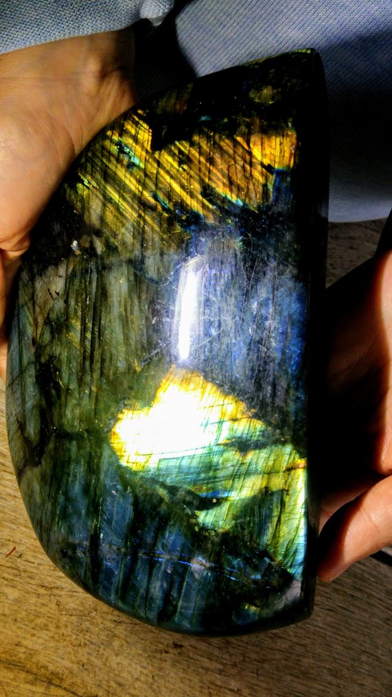 Labradorit Lysegrønne gyldne nuancer - Højde: 19 cm - Bredde: 15 cm- 2752 g #4.3