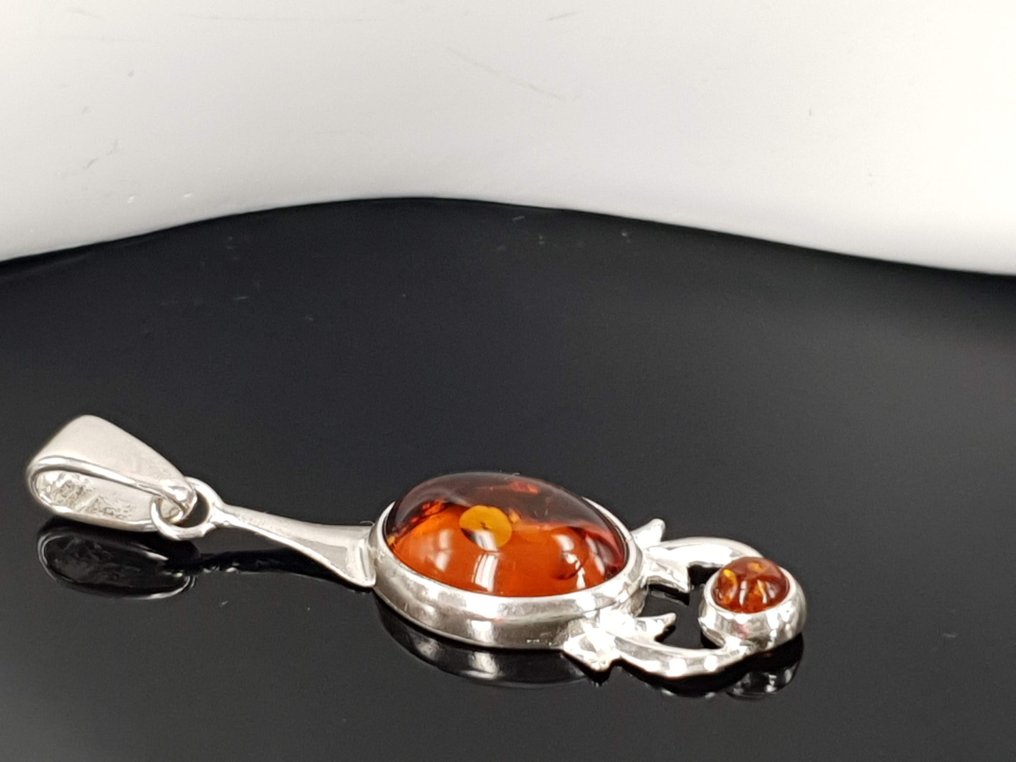 银, 波罗的海琥珀纯银 / 无底价 / 免费送货 - 吊坠 #1.0