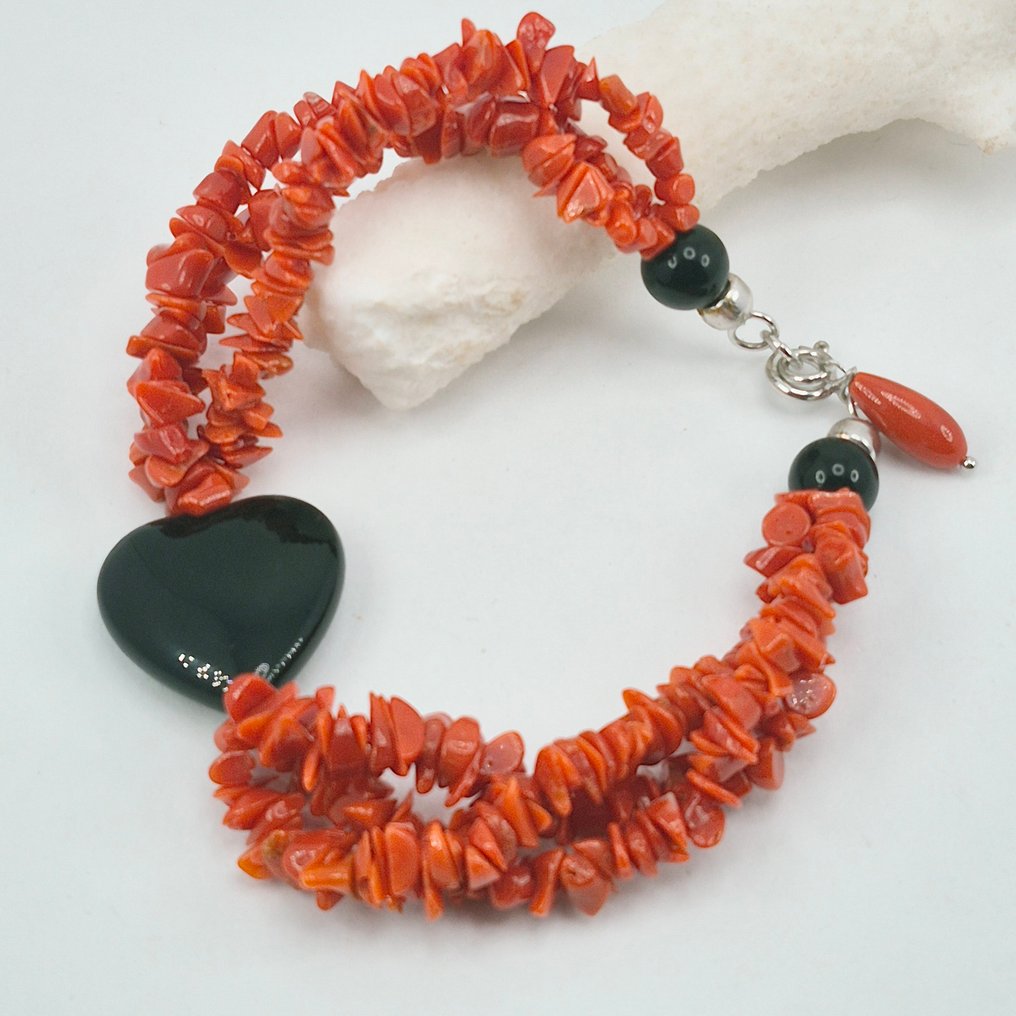 紅珊瑚 - 銀 - 手鈪 - 地中海珊瑚礁 #3.2