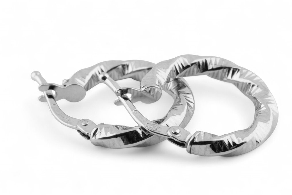 沒有保留價 - 圈形耳環 - 18 克拉 白金 - 白金耳环 18K #3.2