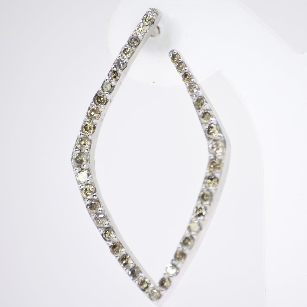 耳环 白金 -  2.40ct. tw. 钻石 (天然)  - 钻石 - 时尚方形 #1.0