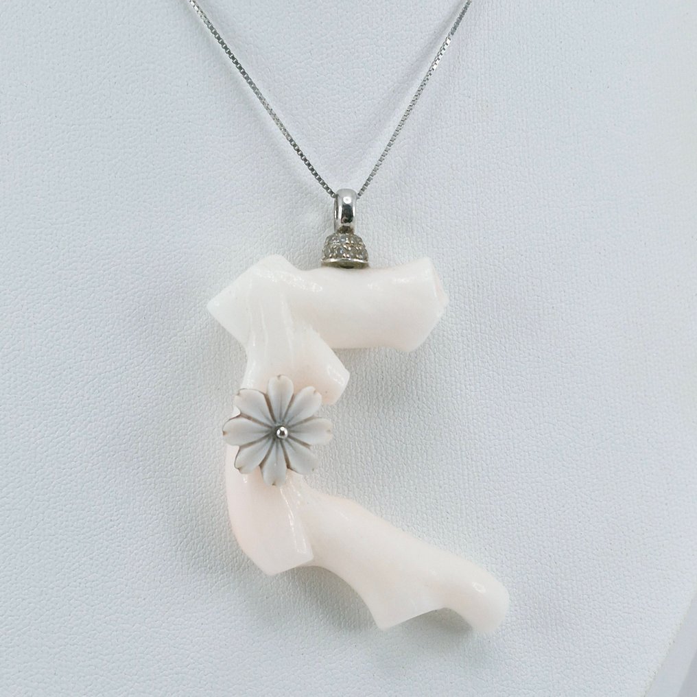 Corallo - Argento - Collana con ciondolo - CORALLO BIANCO/ROSA #2.1