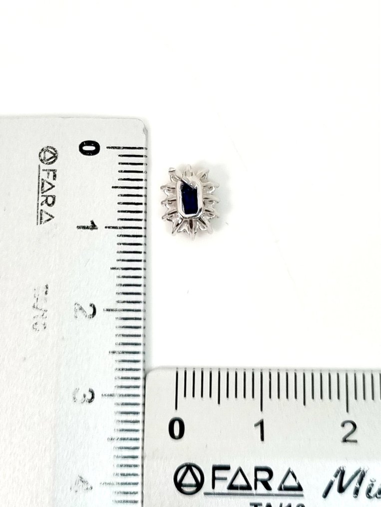 没有保留价 - 耳环 - 18K包金 白金 蓝宝石 - 钻石 #3.2