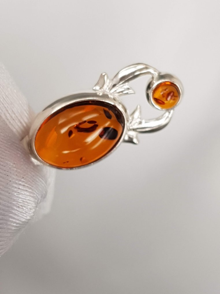 银, 波罗的海琥珀纯银 / 无底价 / 免费送货 - 吊坠 #4.3