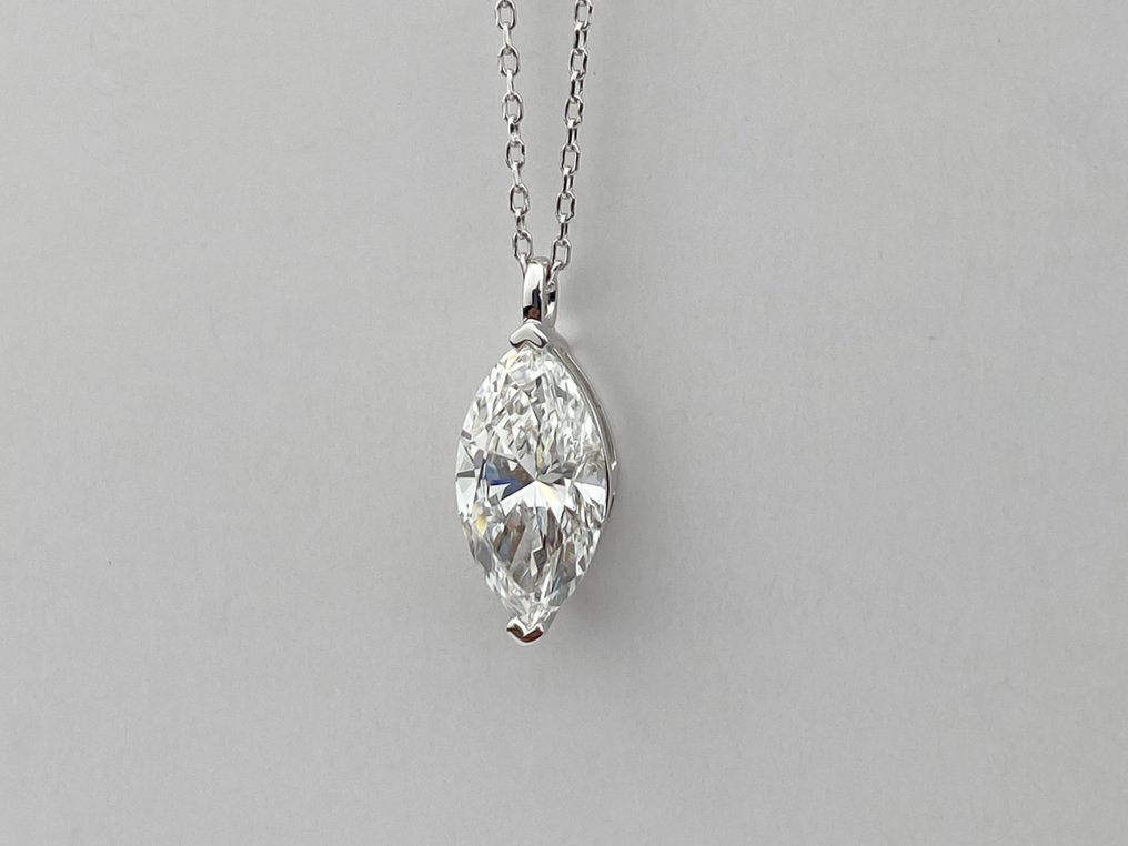 Kaulakoru riipuksella - 14 kt. Valkokulta - 2.07ct. tw. Timantti (Laboratoriossa kasvatettu) #3.2