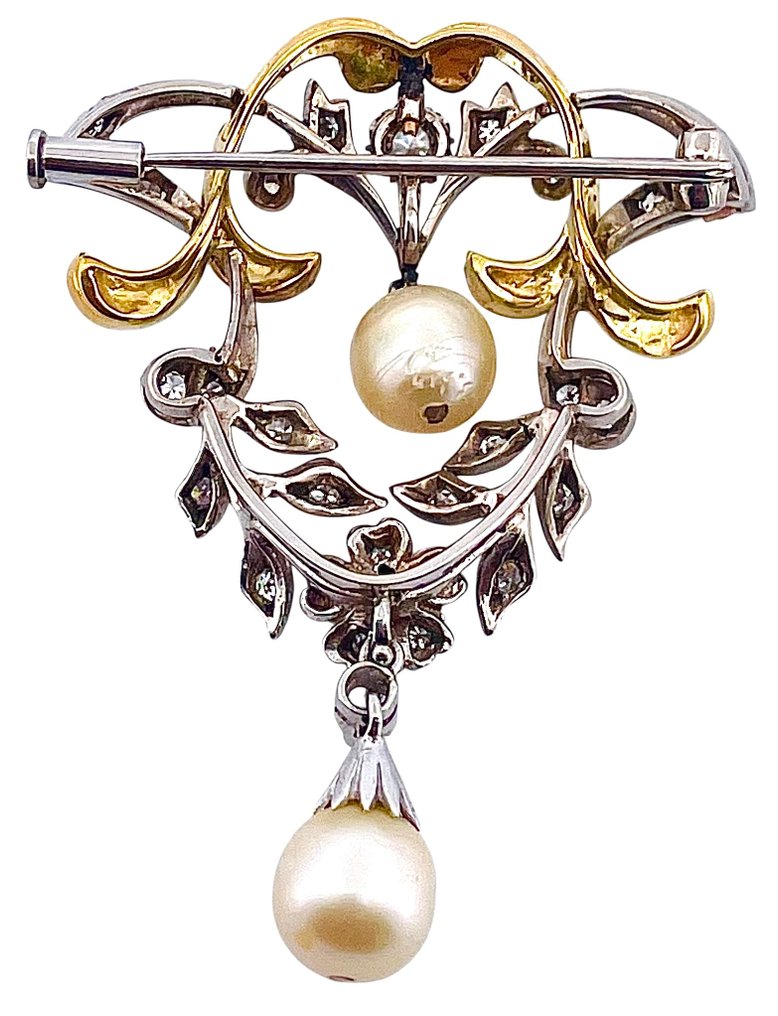 Rintaneula - 18 kt. Valkokulta, Keltakulta Timantti (Luonnollinen) - Helmi #4.3