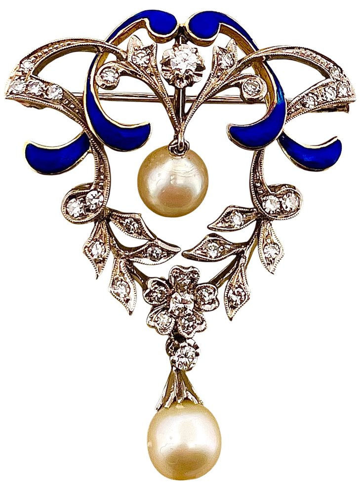 Rintaneula - 18 kt. Valkokulta, Keltakulta Timantti (Luonnollinen) - Helmi #3.2