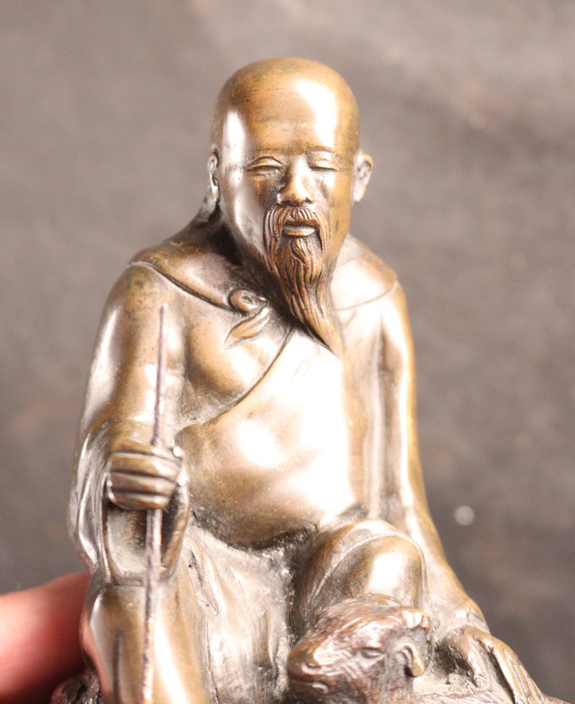 Man met geiten - Sculpture Bronze - Japan #4.3