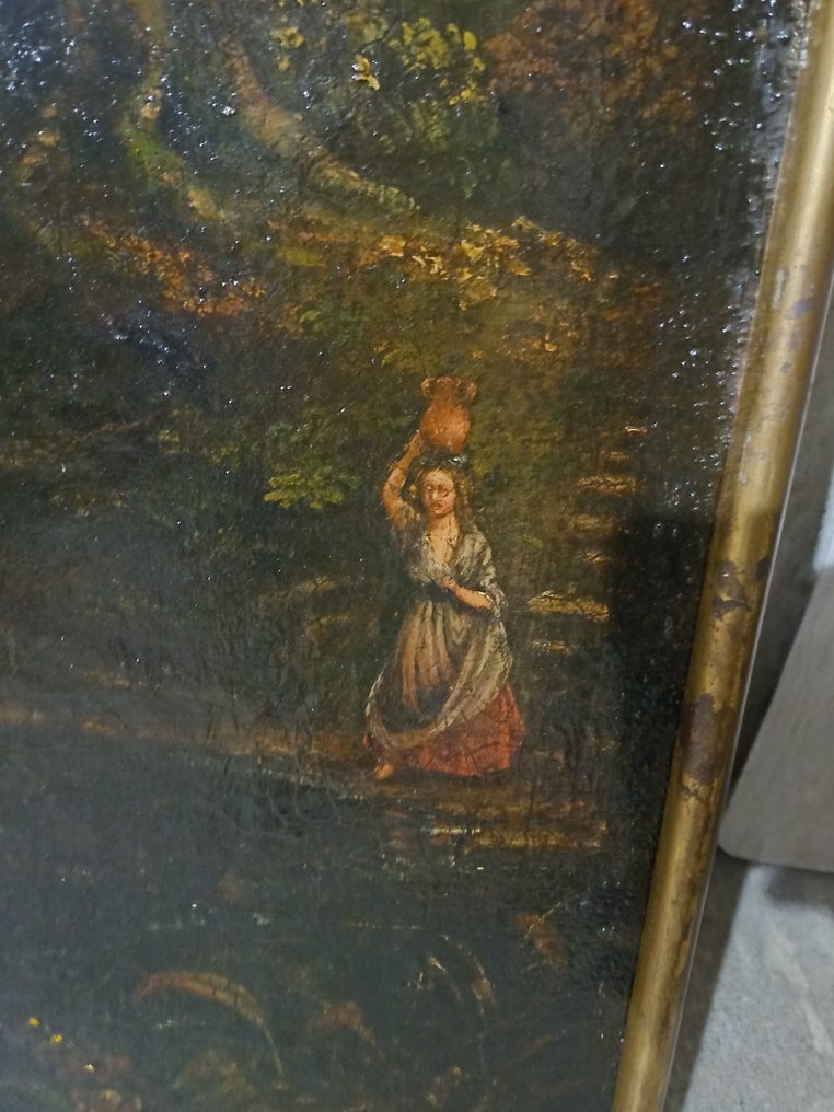 Seguace di Gustave Courbet (XIX) - Torrente con viandanti #3.2