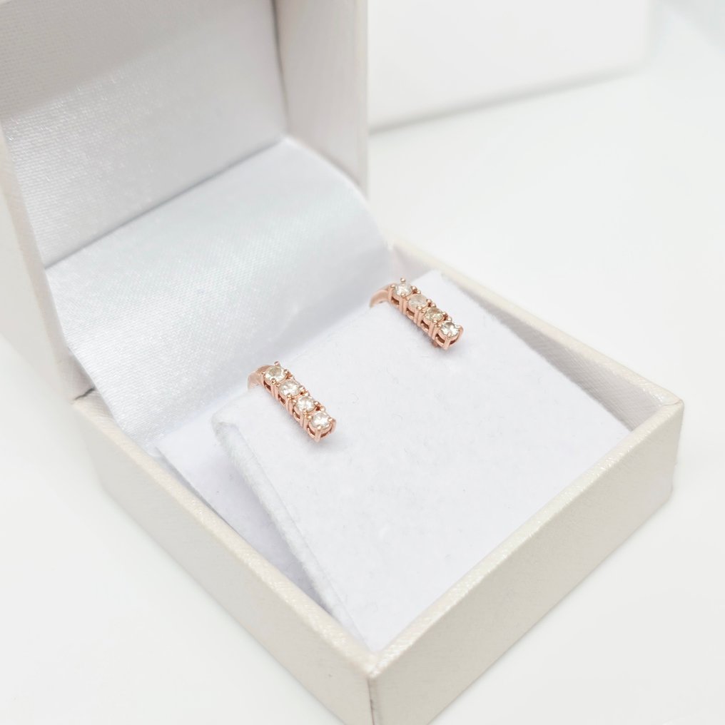 Nincs minimálár - Drop fülbevaló - 14 kt. Rózsa arany - 0.37ct. tw. Gyémánt (Természetes) #1.0