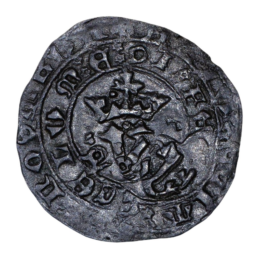 Portogallo. D. João I (1385-1433). Real Branco - Porto - Ponto sobre a Coroa - Sinal Oculto à Esquerda #1.0