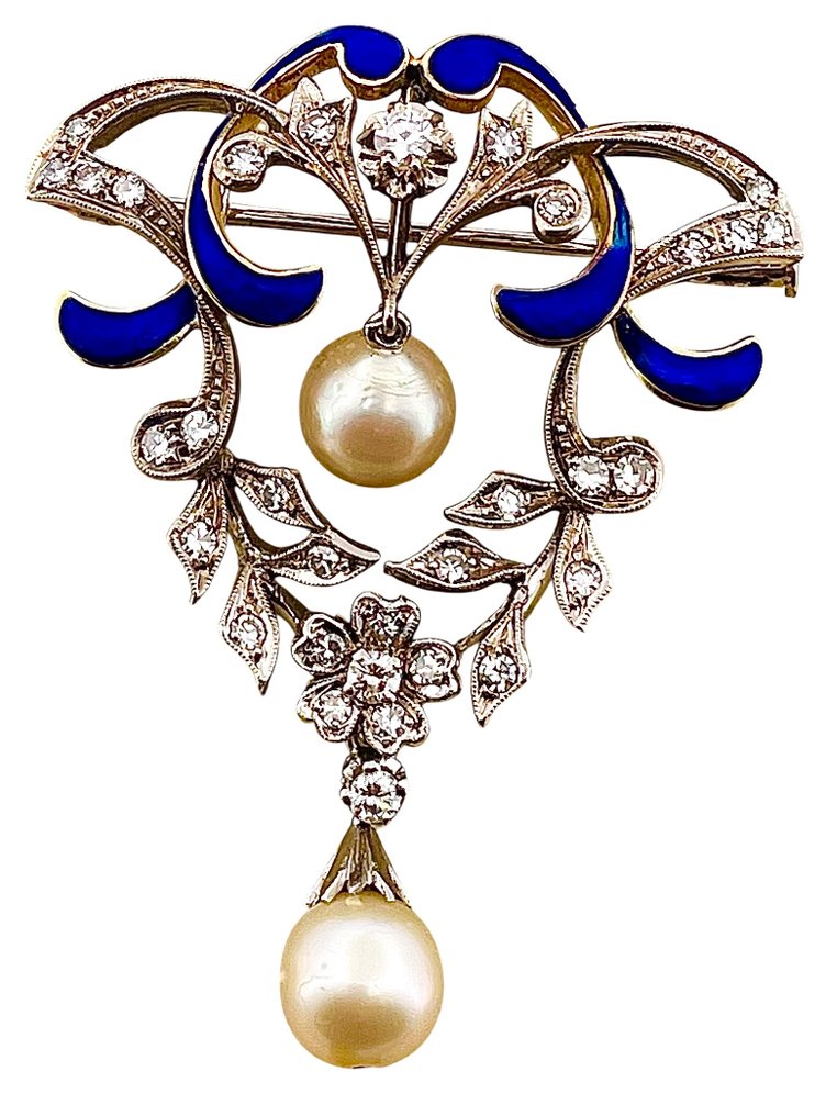 Rintaneula - 18 kt. Valkokulta, Keltakulta Timantti (Luonnollinen) - Helmi #1.0