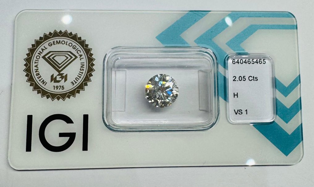 1 pcs Diamant  (Natürlich)  - 2.05 ct - Rund - H - VS1 - International Gemological Institute (IGI) - *3EX None* #1.0