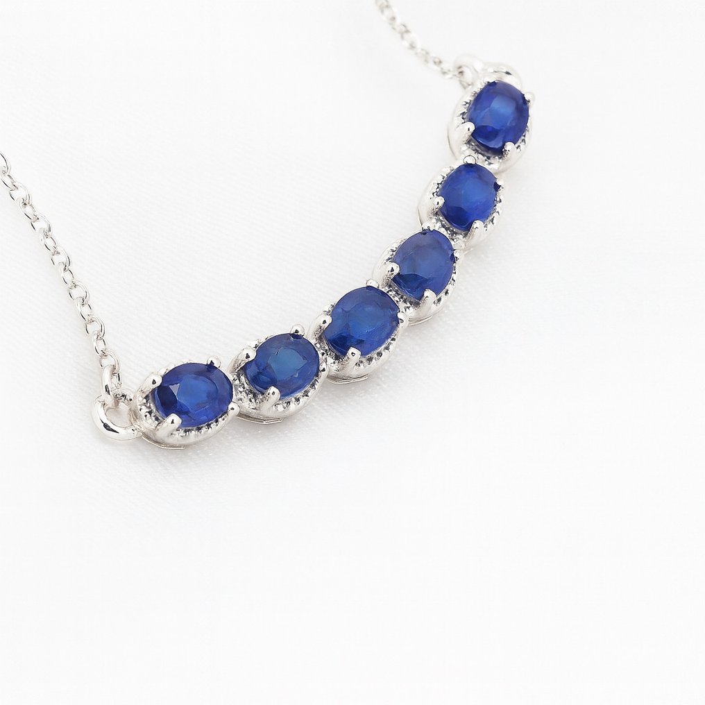 沒有保留價 - 頸鏈 鍍金 藍寶石 - 18克拉金镀层 #2.1