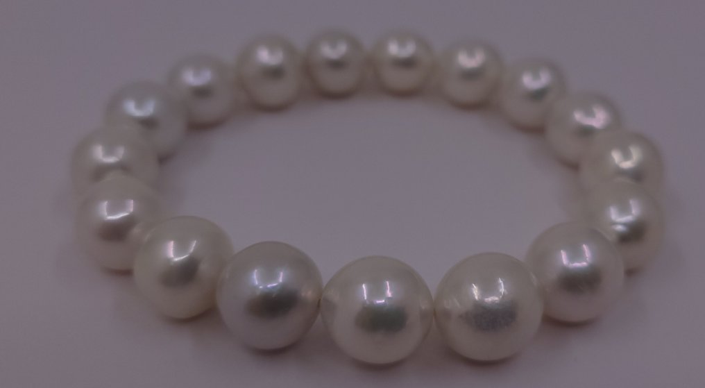 Senza prezzo di riserva - Bracciale Perle di fiume Edison bianche da 10,5x11mm #3.2