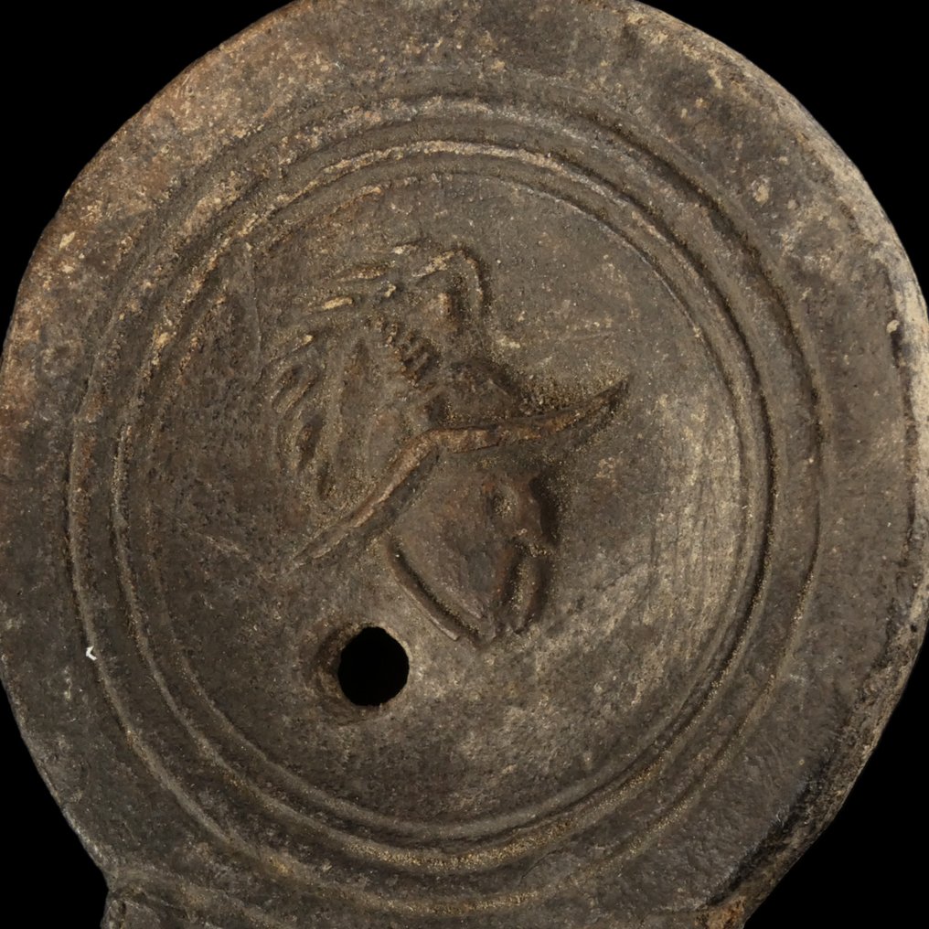 Αρχαία Ρωμαϊκή Λάμπα λαδιού με κεφάλι μονομάχου, κατασκευαστής GABINIA #2.1