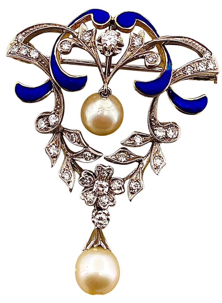 Rintaneula - 18 kt. Valkokulta, Keltakulta Timantti (Luonnollinen) - Helmi #1.0