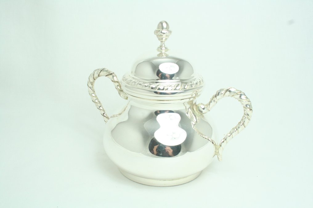 Sukkerskål (2) - .800 sølv - Sukkerbøsse med fad #1.0