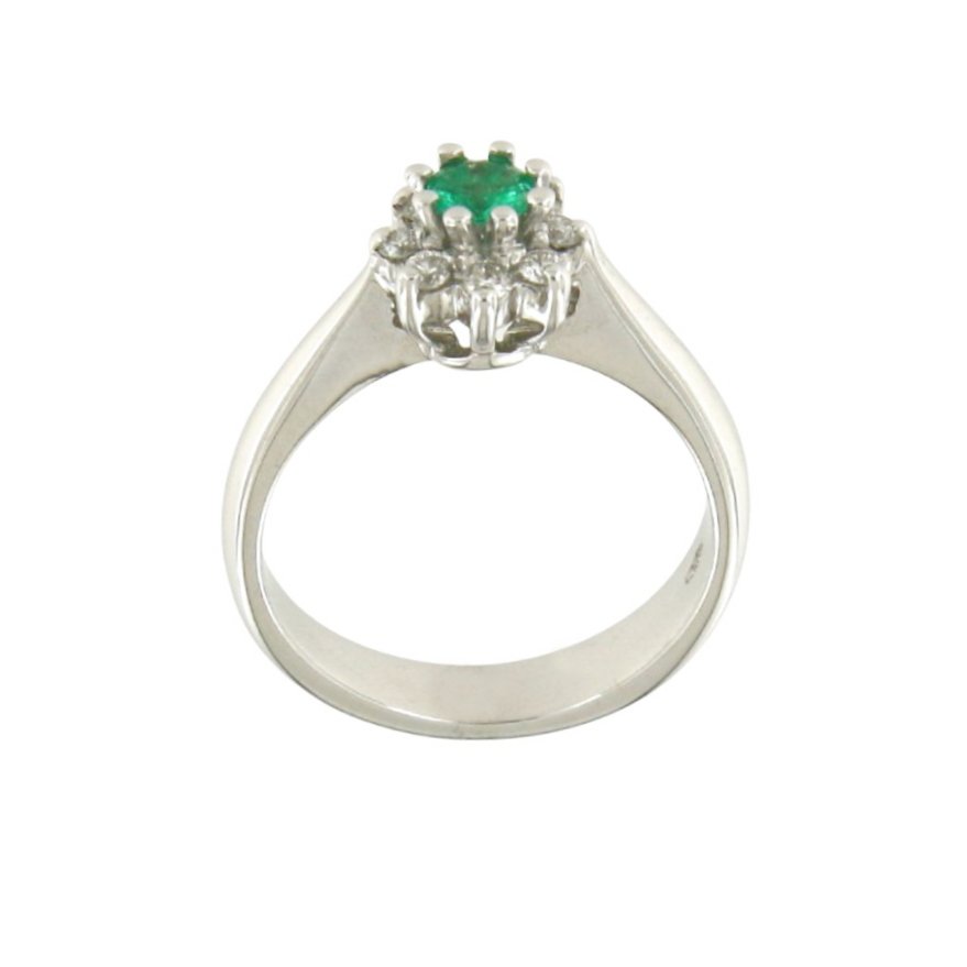 Ohne mindestpreis - Ring - 18 kt Weißgold - 0.36ct. tw. Smaragd - Diamant #4.3