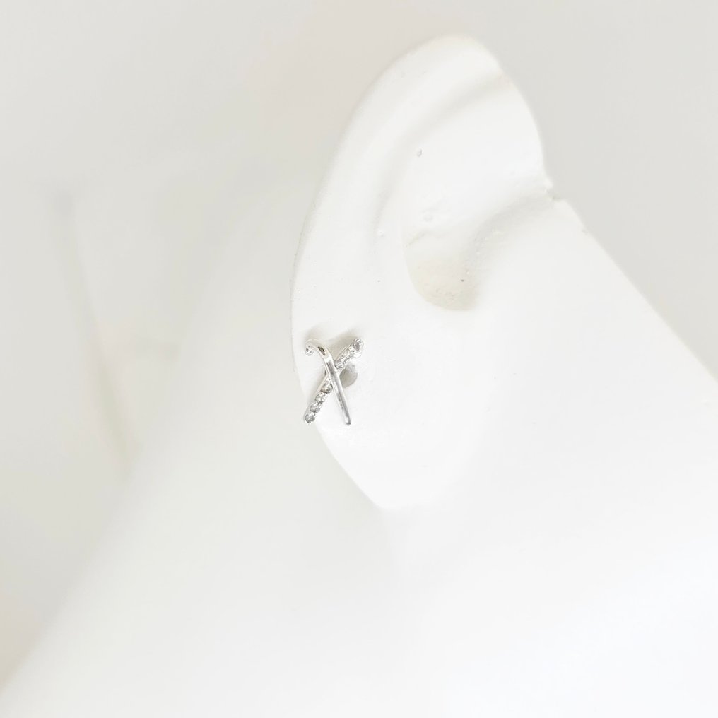 χωρίς τιμή ασφαλείας - Σκουλαρίκια - 14 καράτια Λευκός χρυσός -  0.10ct. tw. Διαμάντι (Φυσικό)  #2.1