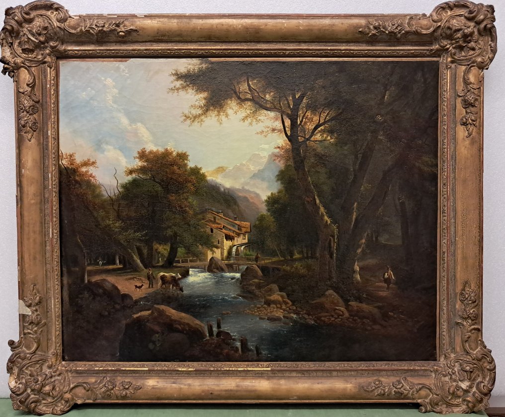 École française (XIX) - Bords de rivière animès #2.1