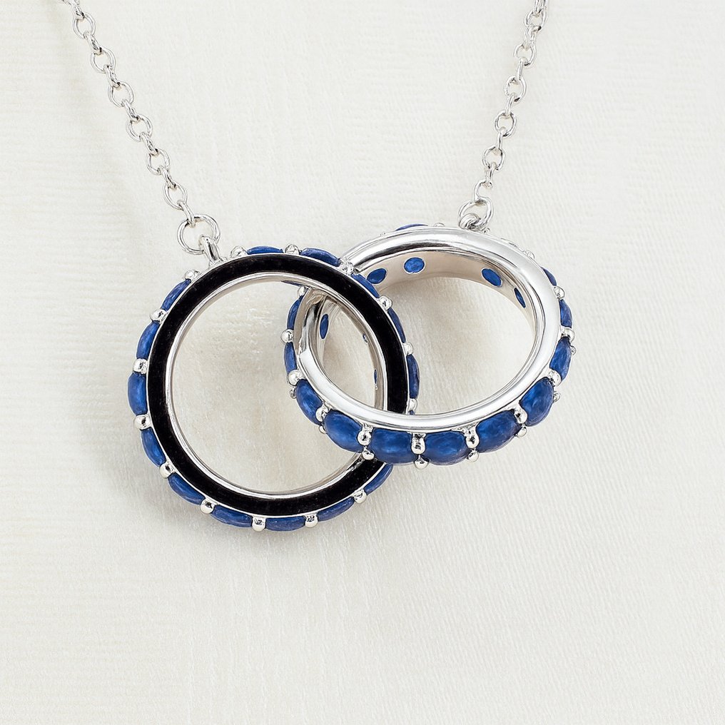 没有保留价 - 项链 Gold-plated 蓝宝石 - 18kt 金镀 #3.2