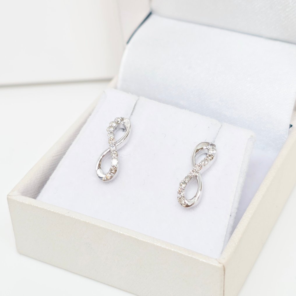 Nincs minimálár - Drop fülbevaló - 14 kt. Fehér arany - 0.28ct. tw. Gyémánt (Természetes) #1.0