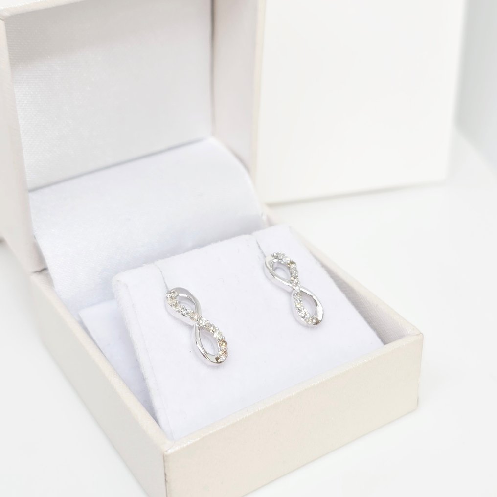 Nincs minimálár - Drop fülbevaló - 14 kt. Fehér arany - 0.28ct. tw. Gyémánt (Természetes) #3.2