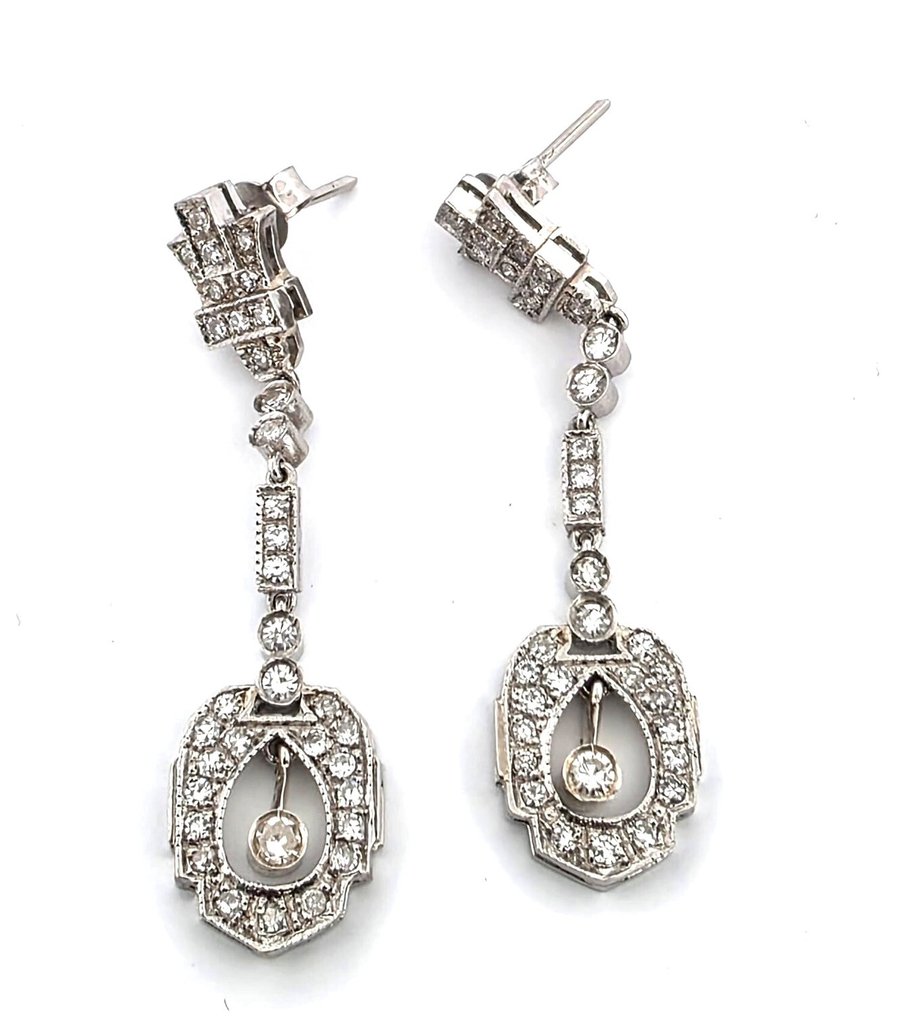 耳环 白金 -  1.06ct. tw. 钻石 (天然)  #1.0