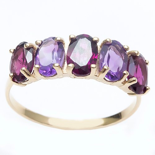 Nincs minimálár - Gyűrű - 14 kt. Sárga arany Ametiszt - Gyémánt #1.0