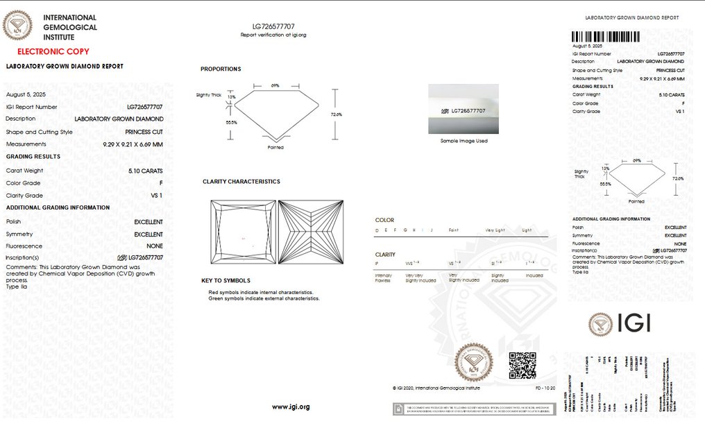 χωρίς τιμή ασφαλείας - Δαχτυλίδι - 14 καράτια Λευκός χρυσός -  5.10ct. tw. Διαμάντι (Εργαστηριακής καλλιέργειας) - Πιστοποιημένο από IGI #1.0