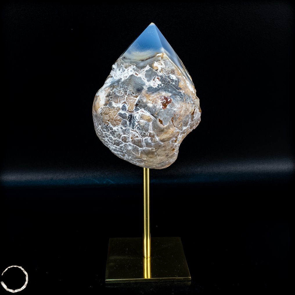 Πολύ σπάνιο μπλε χαλκηδόνιο Γλυπτό σε βάθρο, Τουρκία- 646.44 g #1.0