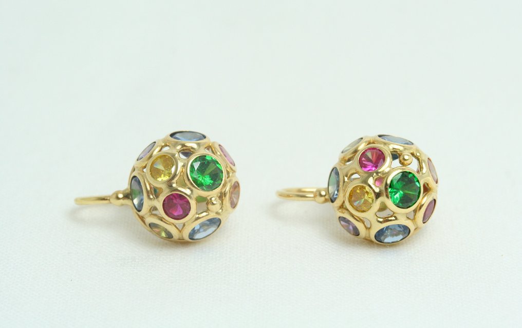 Chiampesan - 耳環 - DMF - 18 克拉 黃金 電氣石 - 托玛林耳环 #4.3