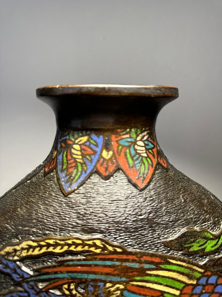 花瓶 - 青銅色 - 日本 - 明治時期（1868-1912） - 日本的珐琅花瓶  (沒有保留價) #2.1