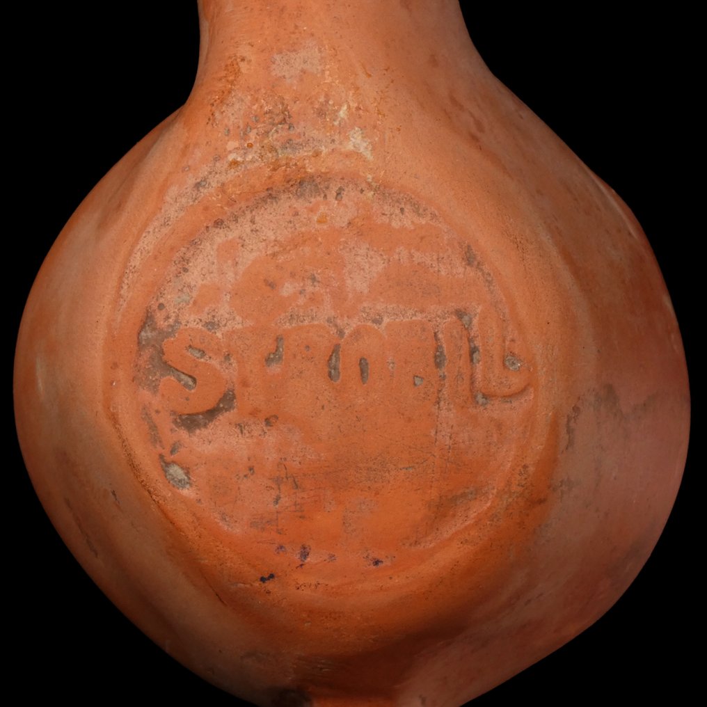 Αρχαία Ρωμαϊκή Terracotta Σήμα κατασκευαστή λάμπας λαδιού - Strobilus #4.3