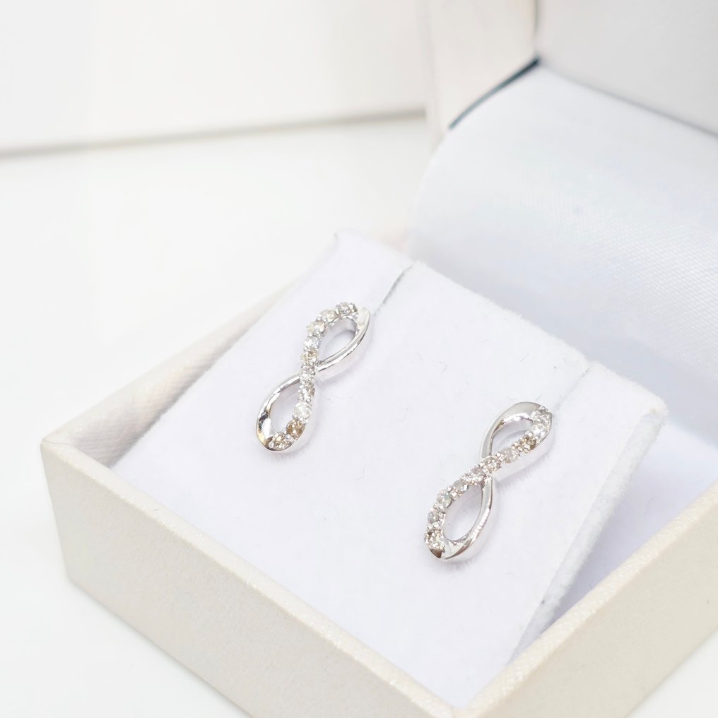 Nincs minimálár - Drop fülbevaló - 14 kt. Fehér arany - 0.28ct. tw. Gyémánt (Természetes) #4.3