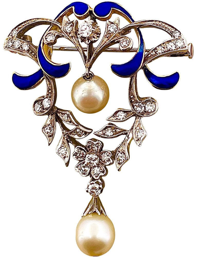 Rintaneula - 18 kt. Valkokulta, Keltakulta Timantti (Luonnollinen) - Helmi #2.1