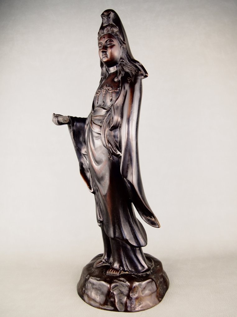 Extra-large standing statue of Kannon Bodhisattva  観音菩薩立像, over 50cm tall - Statua Bronzo - Giappone #2.1